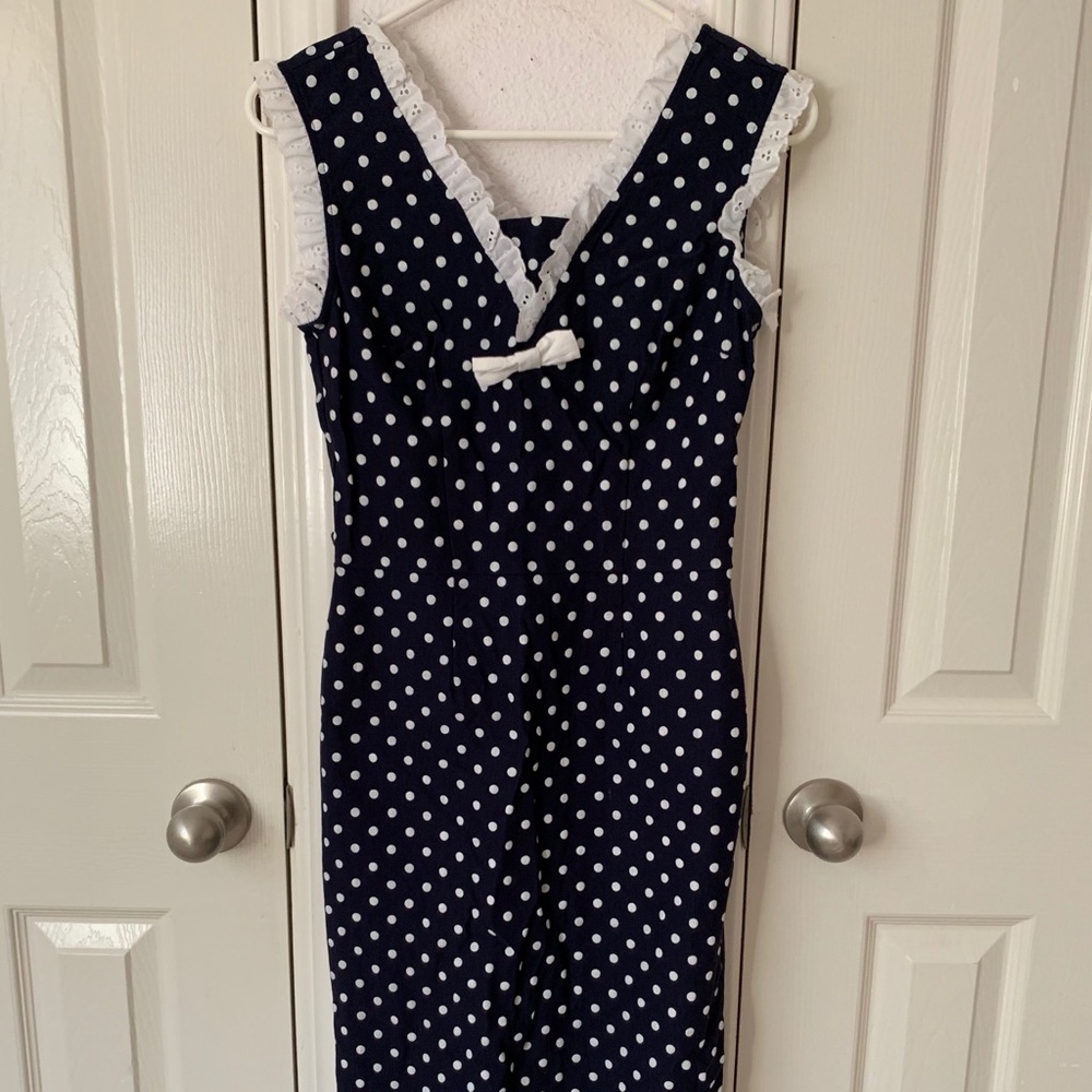 Stop Staring blue and white polka dot dress